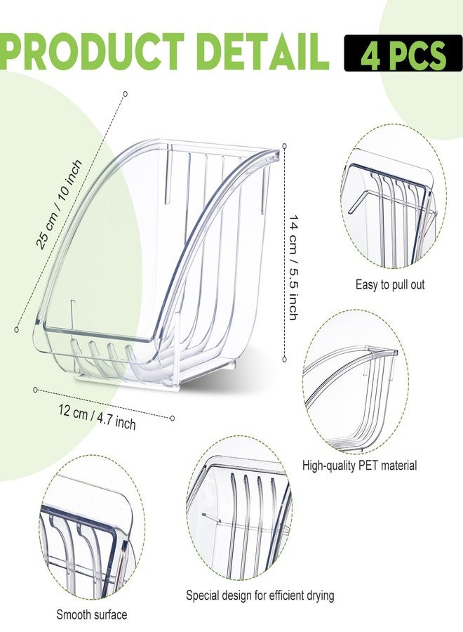 Ziliny 4 Pcs 10 Inch Paper Plate Holder Plastic Dinner Dish Drainer Paper Plate Dispenser Organizer for Kitchen Cabinets Storage Rack Dish Cradle for Countertop - Image 2