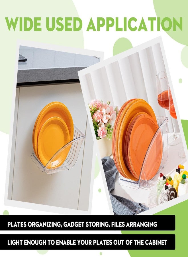 Ziliny 4 Pcs 10 Inch Paper Plate Holder Plastic Dinner Dish Drainer Paper Plate Dispenser Organizer for Kitchen Cabinets Storage Rack Dish Cradle for Countertop - Image 3