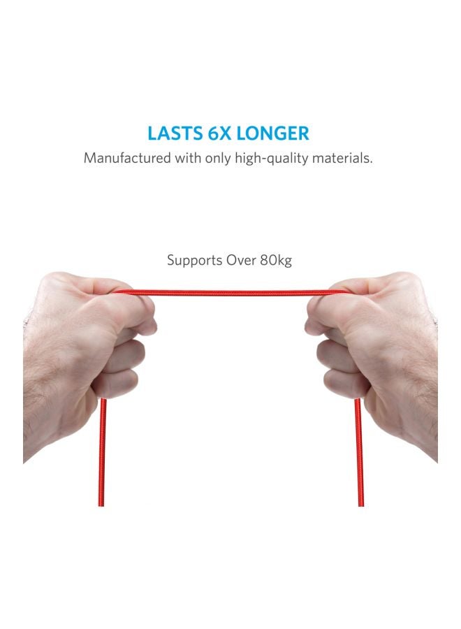 Anker Cable For iPhone 0.9M/ 3Ft A8121H92 Red - Image 4