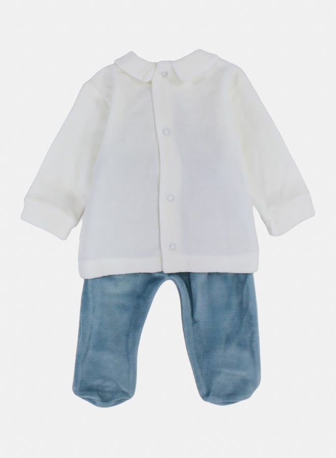 Baby Boys Velvet Pajama Set – Train Design - Image 3