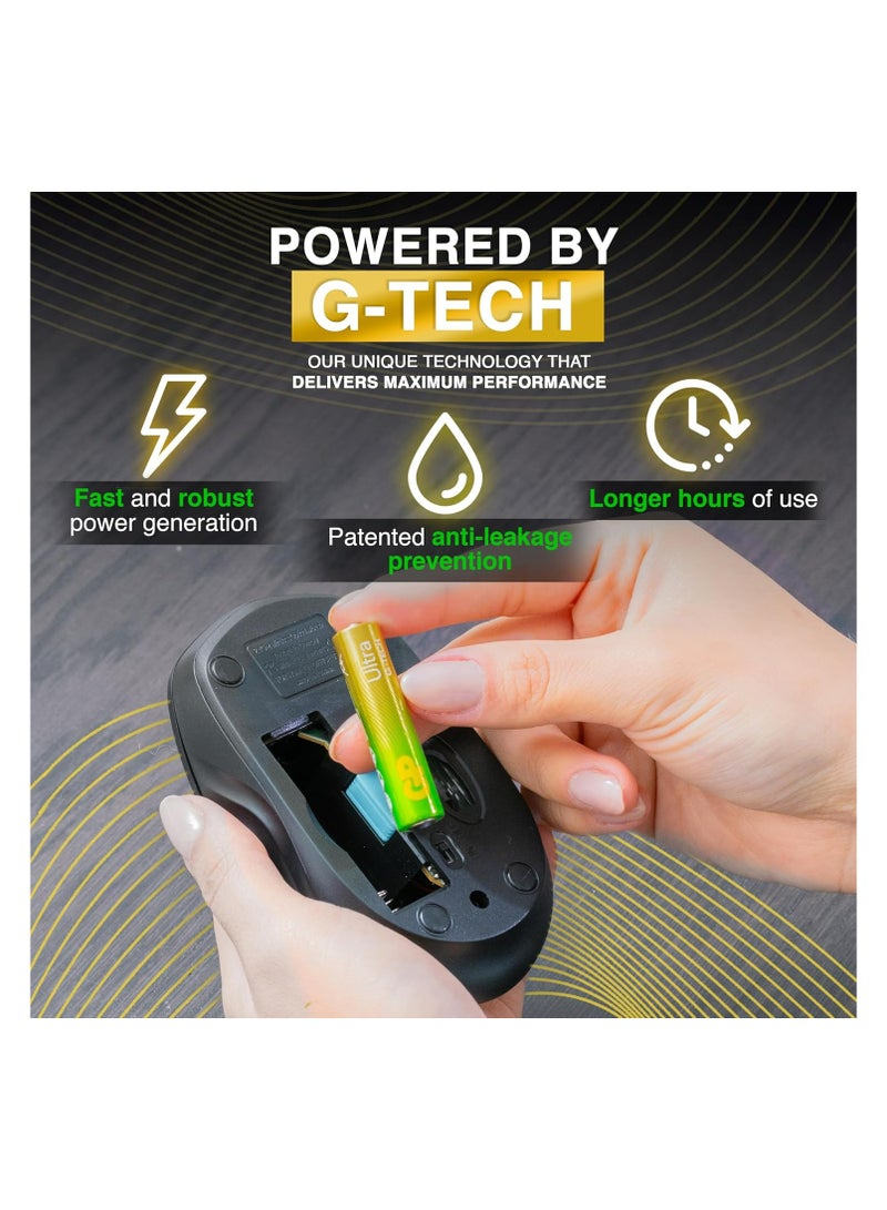 جي بي باتاريز بطاريات GP Ultra Alkaline AAA – عبوتان، طاقة طويلة الأمد وموثوقة لأجهزة التحكم عن بعد والساعات وغيرها من الأجهزة منخفضة الاستهلاك، بطاقة نفطة PET Global Single Hook (A21)  - Image 5