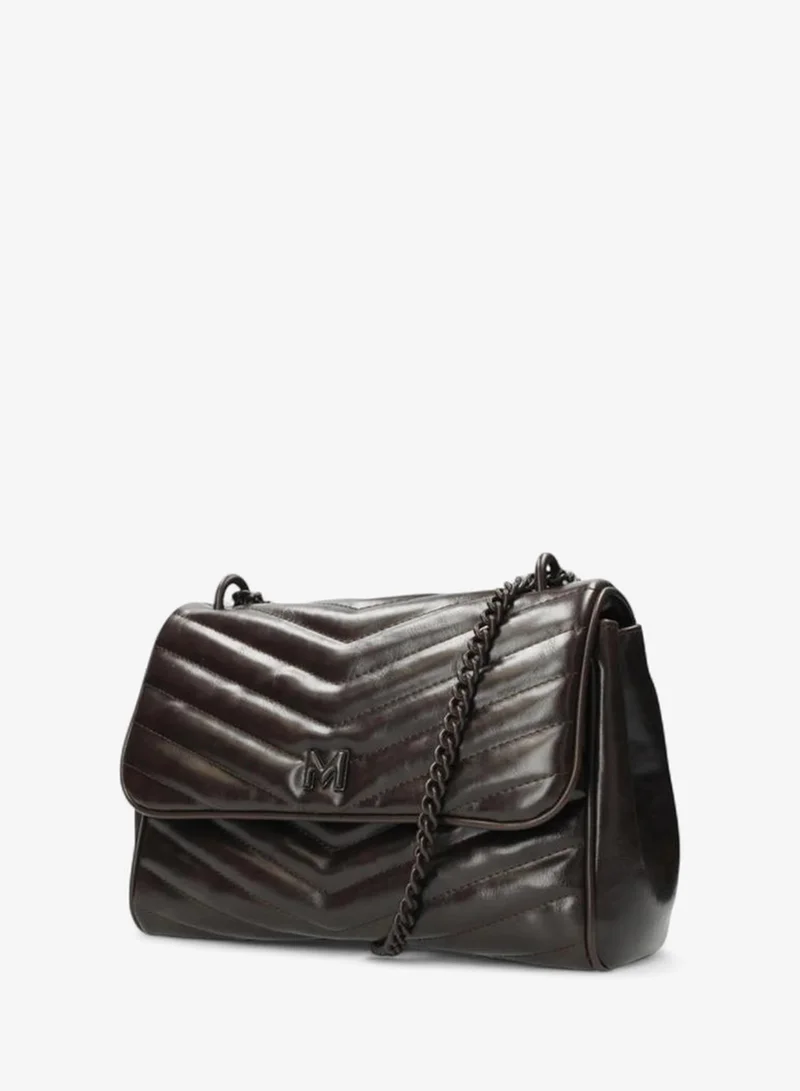 MEXX BROWN Textured Shoulder Bag with Chain Strap for Women | Best Price UAE