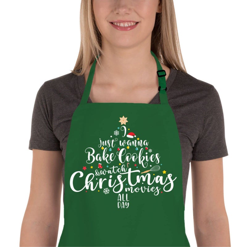 Saukore Funny Christmas Baking Apron for Women Men Adjustable Kitchen Cooking Aprons with 2 Pockets Cute Xmas Apron Gifts for Bakers Mom Wife Husband Girlfriend