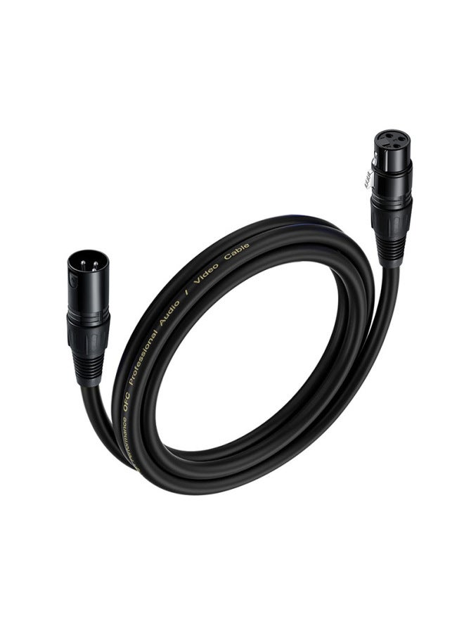 XLR Cable With Double Shielded Oxygen-free Copper Line Canon Line Male To Female Microphone XLR Professional Sound Card Agricultural Audio Cable-Color:Black Tail Ring*ofc Oxygen-free Copper*3 Core*od6.0*black*pvc-Length:50cm  - Image 1