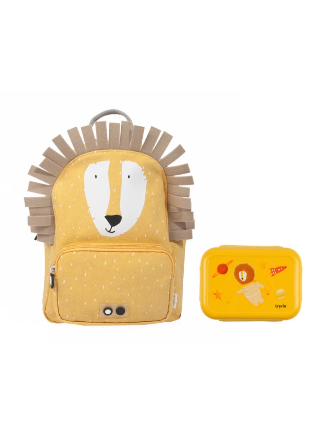 Trixie Starter Set - Backpack Regular + Leakproof Lunch Box With Clips - Mr. Lion - Image 1