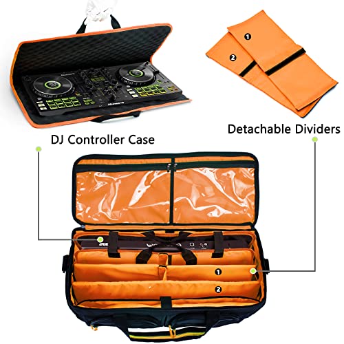 MYBAGZING حقيبة DJ MYBAGZING للمعدات، حقيبة الحفلات للموسيقيين، حقيبة كابل DJ كبيرة، مع حاويات إسفنجية لجهاز Pioneer DDJ flx4 DDJ-400، DDJ-SB3 SB2، DDJ-RB، وحدة تحكم Numark، فواصل مبطنة لملحقات DJ - Image 2