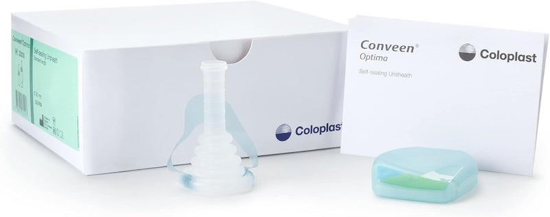 Coloplast قسطرة خارجية للذكور أوبتيما، لاصقة ذاتيًا، شريط مزدوج القبضة، سيليكون، طول قياسي 30 مم 22030 (علبة من 30) - Image 1