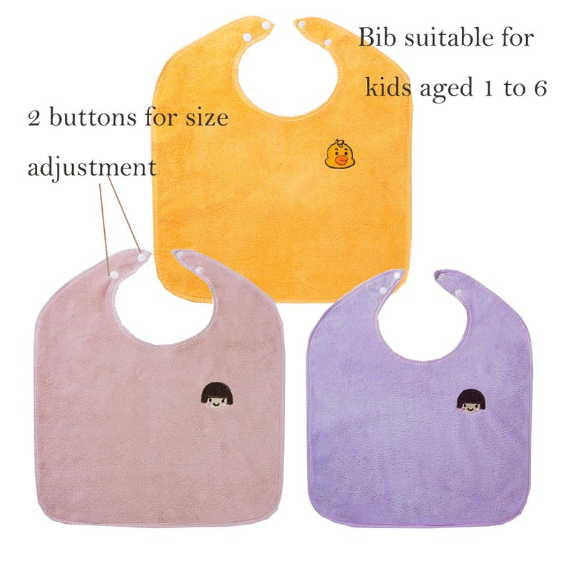 RAXIFU 3 Pack Bibs for Baby Girls or Boys, Toddler Bibs for Feeding Teething Drooling, The Size 16 "x20 Face Towel Multifunctional for 3-6 Years kids - Image 4