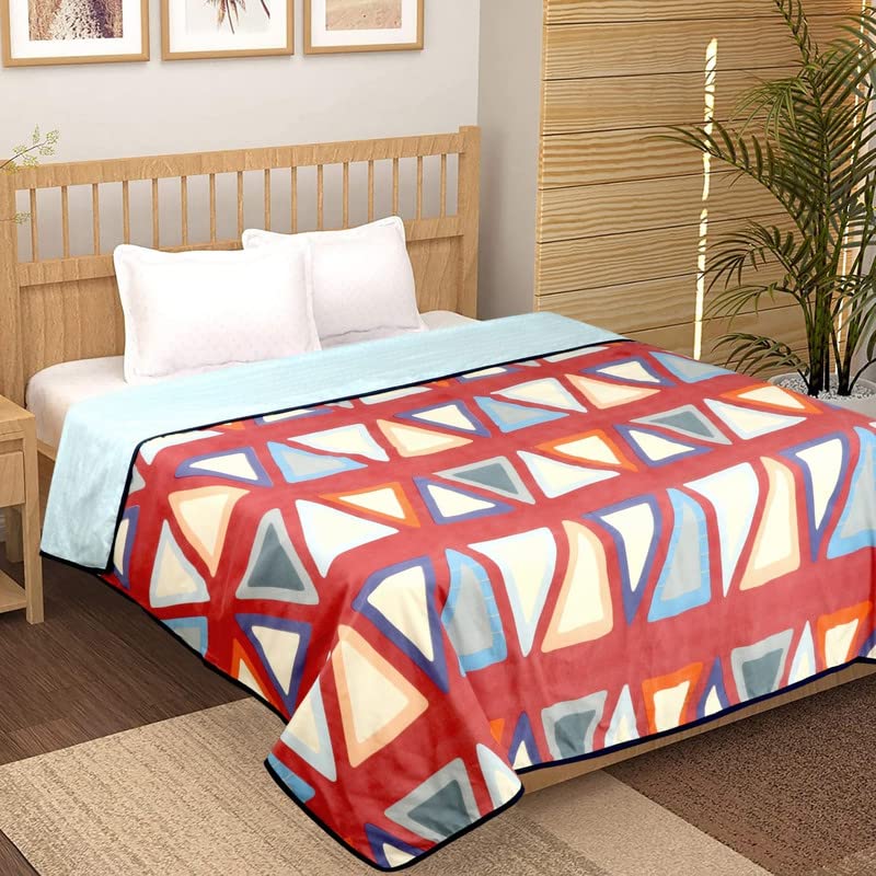 BSB HOME Pure Cotton 120 GSM Reversible Soft Lightweight Printed Single Bed Blanket/AC Dohar/Skin Friendly Dohar-152 x 225 cm-Maroon & Light Blue - Image 2