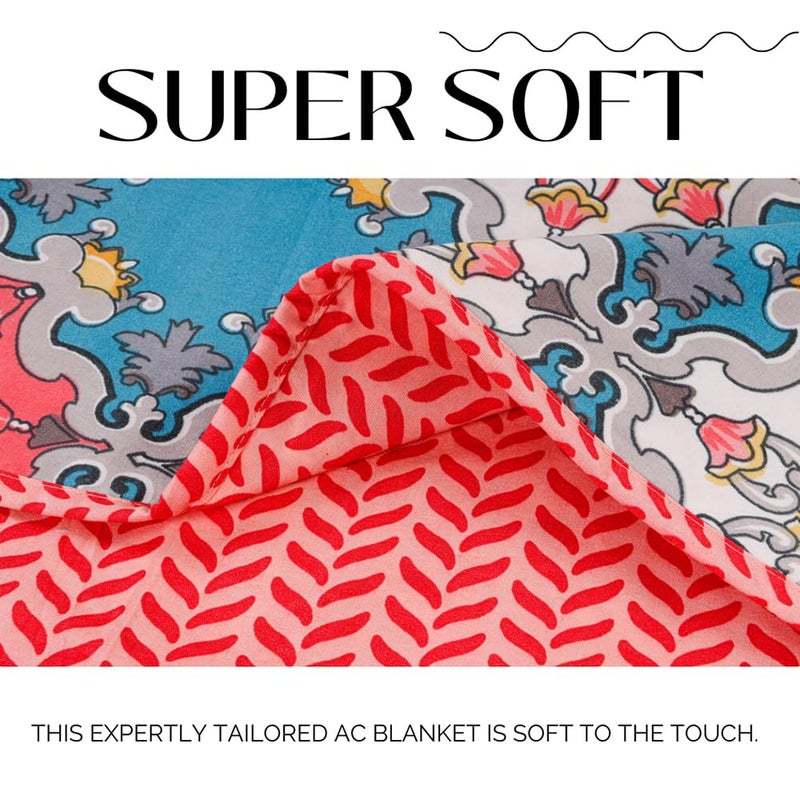 BSB HOME Pure Cotton 120 GSM Reversible Soft Lightweight Printed Single Bed Blanket/AC Dohar/Skin Friendly Dohar-152 x 225 cm-Maroon & Light Blue - Image 4