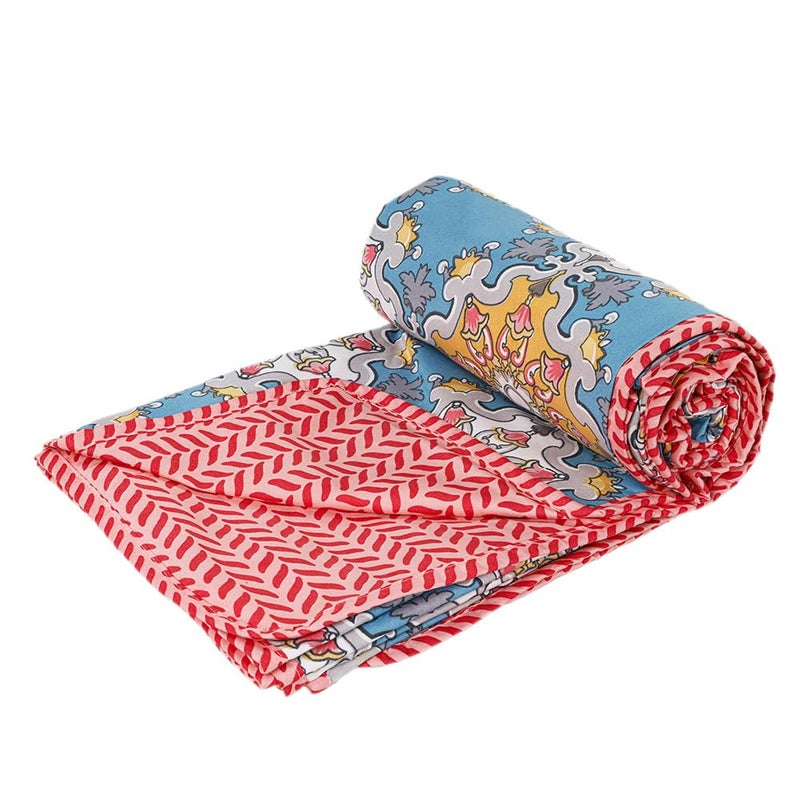 BSB HOME Pure Cotton 120 GSM Reversible Soft Lightweight Printed Single Bed Blanket/AC Dohar/Skin Friendly Dohar-152 x 225 cm-Maroon & Light Blue - Image 5