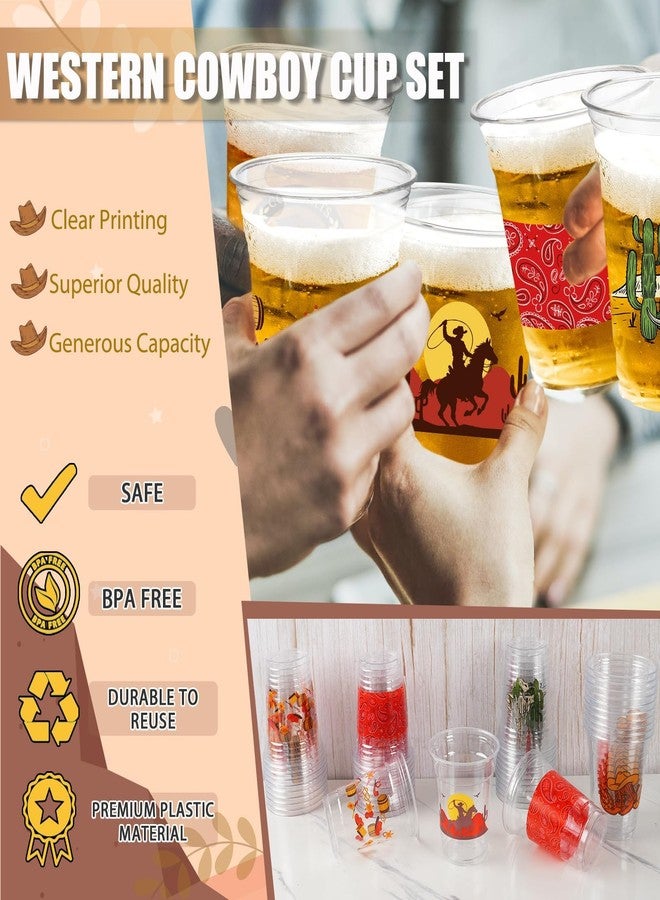 CUPLOOV 50Pcs Western Cowboy Plastic Cups,12 OZ Disposable Cowboy Themed Drinking Cups for Western Themed Parties, Tailgate Events,Wedding Birthday Party Supplies Decorations Favors - Image 4