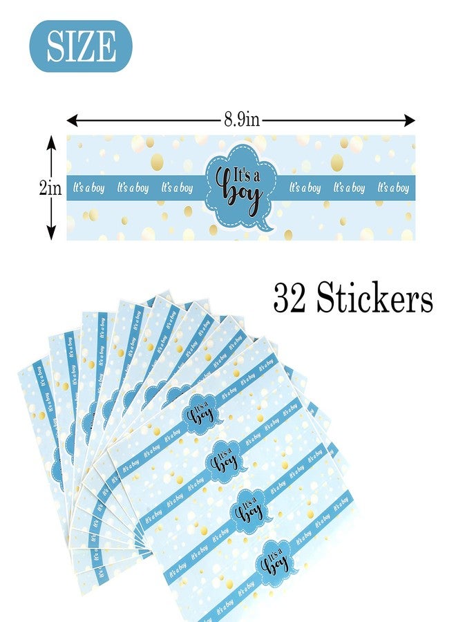 MonMon & Craft Blue It's a Boy Water Bottle Stickers/Gender Reveal Bottle Wrappers/Baby Shower Welcome Baby Boy Birthday Party Water Labels Supplies (Set of 32) - Image 2