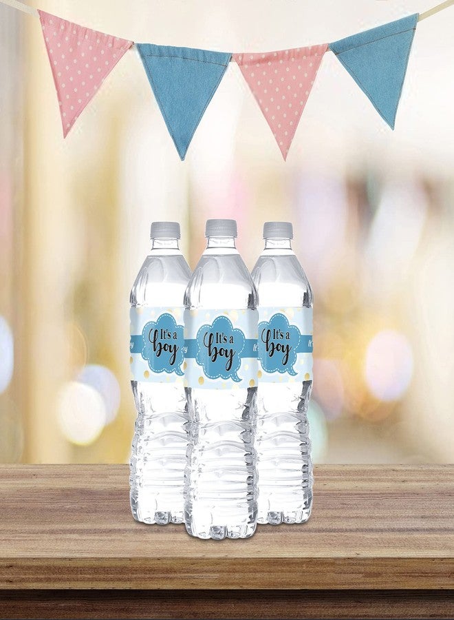 MonMon & Craft Blue It's a Boy Water Bottle Stickers/Gender Reveal Bottle Wrappers/Baby Shower Welcome Baby Boy Birthday Party Water Labels Supplies (Set of 32) - Image 4