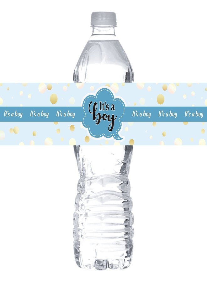 MonMon & Craft Blue It's a Boy Water Bottle Stickers/Gender Reveal Bottle Wrappers/Baby Shower Welcome Baby Boy Birthday Party Water Labels Supplies (Set of 32) - Image 1