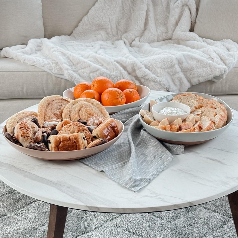 Mora Ceramic Large Serving Bowls- Set of 2 Oval Platters for Entertaining. Modern Kitchen Dishes for Dinner, Fruit, Salad, Turkey, etc. Oven, Dishwasher Safe, 55/35 oz, 13.5" / 11.8" - Earl Grey - Image 5