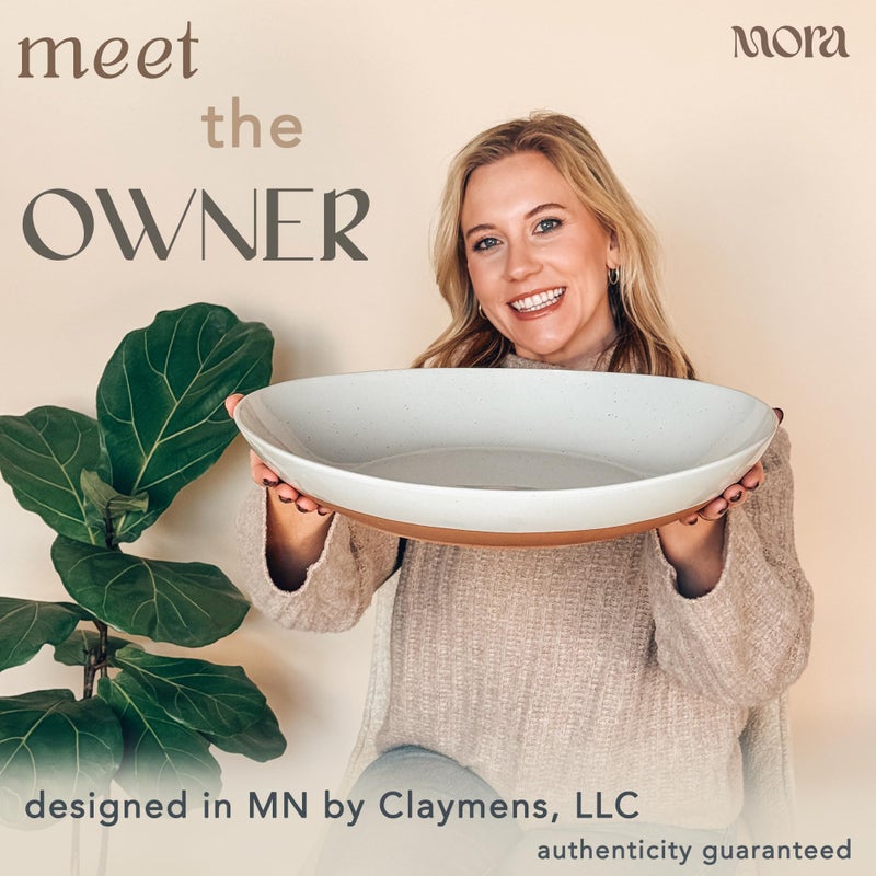 Mora Ceramic Large Serving Bowls- Set of 2 Oval Platters for Entertaining. Modern Kitchen Dishes for Dinner, Fruit, Salad, Turkey, etc. Oven, Dishwasher Safe, 55/35 oz, 13.5" / 11.8" - Earl Grey - Image 4
