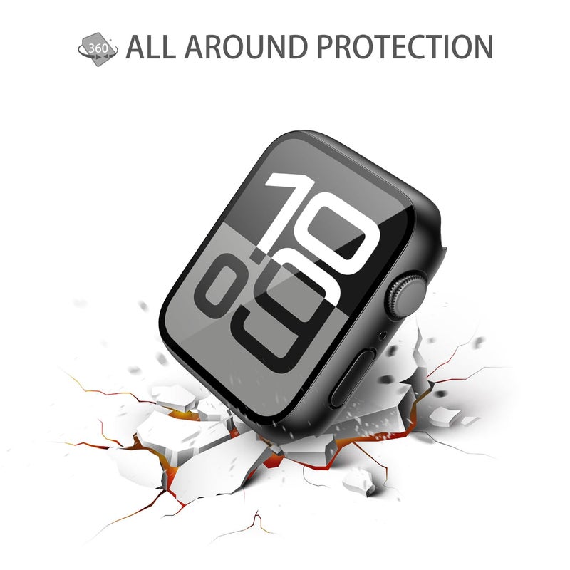 Misxi 2 Pack Tempered Glass Case Compatible for Apple Watch Series 11 Series 10 42mm, Hard PC Screen Protector Ultra-Thin Lightweight Scratch-Resistant Cover for iWatch, 1 Black + 1 Transparent - Image 5