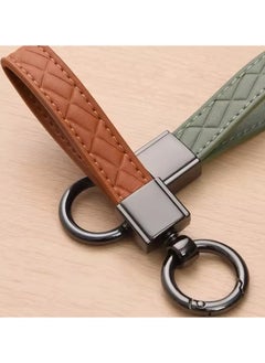Goolsky Luxury Genuine Leather Plaid Keychain 5 Colors Women Men Black Buckle Car Key Ring Chain Holder Jewelry Gift Chaveiro  - Image 3