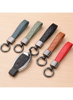 Goolsky Luxury Genuine Leather Plaid Keychain 5 Colors Women Men Black Buckle Car Key Ring Chain Holder Jewelry Gift Chaveiro  - Image 4