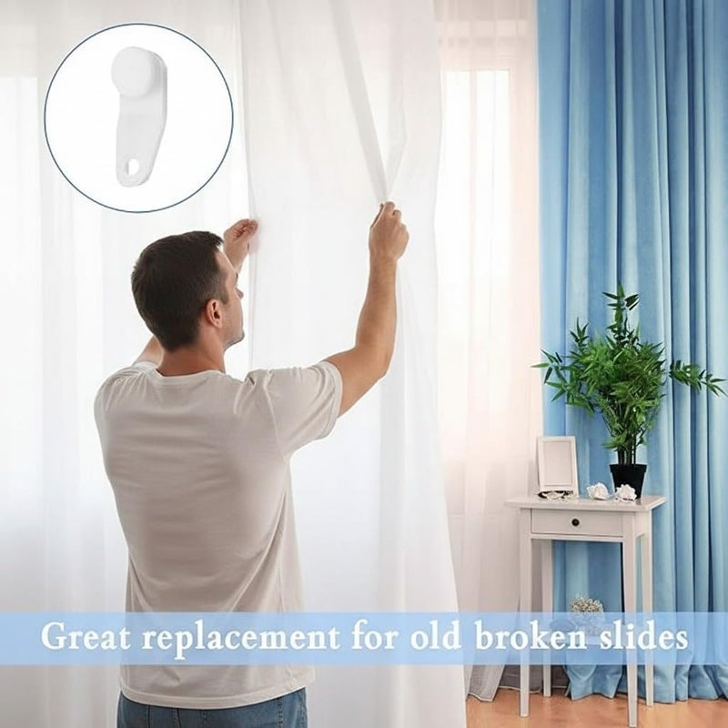 Pangda 50 White Plastic Curtain Hooks Slider for Window and Shower Curtain - Image 4