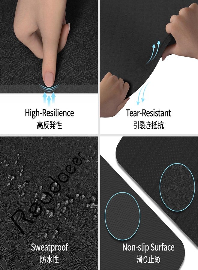 READAEER Foldable Yoga Mat for Travel Folding Yoga Mat 6mm Thick with Carrying Bag, Non-Slip TPE Exercise Pilates Mat (Black) - Image 3