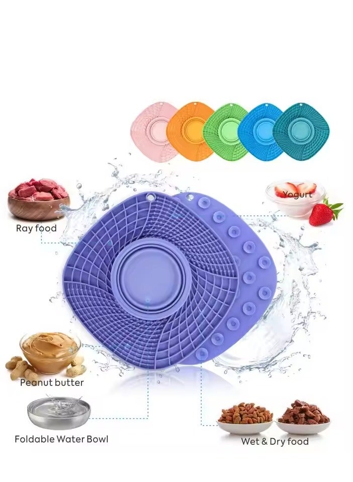Silicone Snuffle Mat with Water Bowl, Licking Mat for Dogs and Cats, 3 in 1 Slow Feeder Mat with Strong Suction, Durable Machine Washable Dog Slow Feed Food Bowl for Fast Eating - Image 5