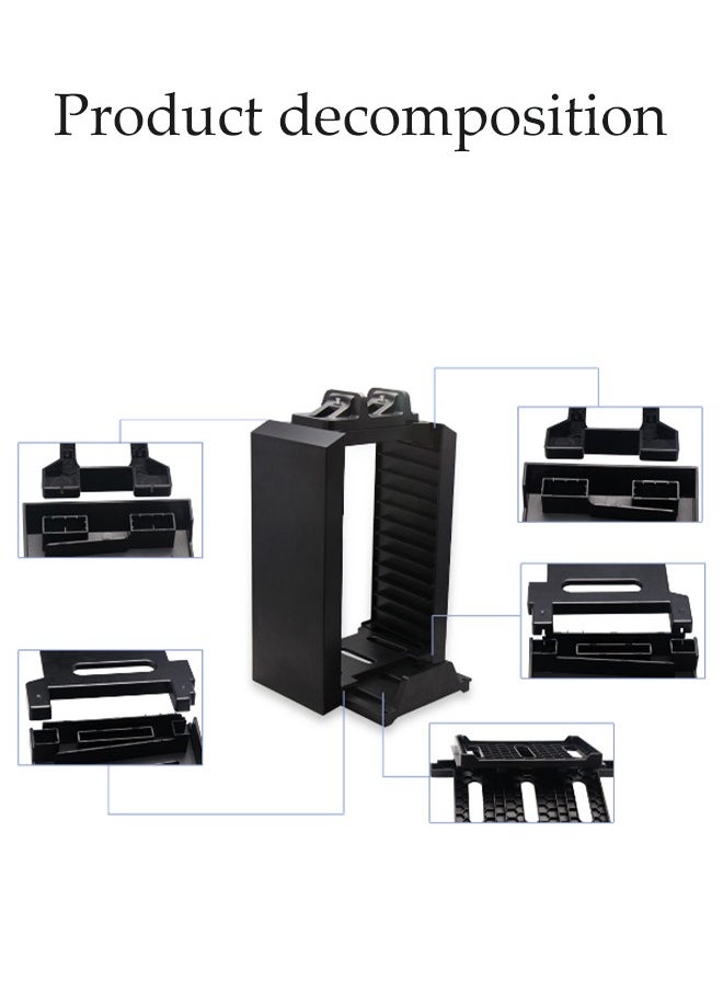 Vertical Stand PS4 Controller Charging Dock and Multifunctional Storage Stand Kit Place The Game Discs and Host 3-In-1 Game Sets for PS4 Slim Pro XboxONE S Retractable Stand, 12 Storage Games Multi-Functional Fixed Seat Charging Station Kit