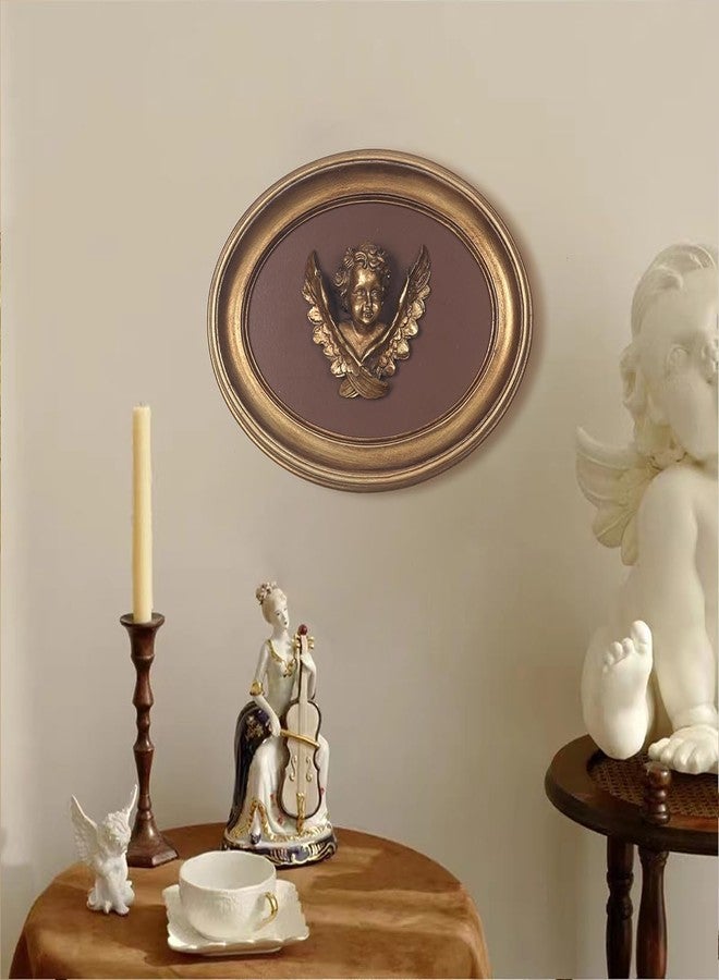 S-MANTIS Vintage Wall Sculpture, Antique Pediment, Hallway Wall Art, Hand Painted Wall Decoration With Intricate Cherub Wings Centerpiece, Gallery, Unique Gift (Antique Gold- Cherub) - Image 3