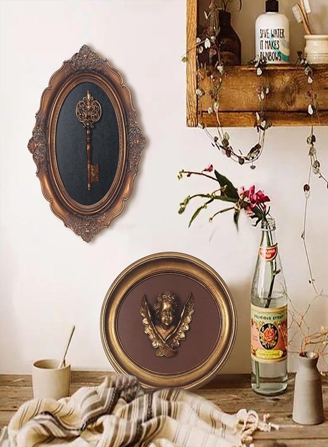 S-MANTIS Vintage Wall Sculpture, Antique Pediment, Hallway Wall Art, Hand Painted Wall Decoration With Intricate Cherub Wings Centerpiece, Gallery, Unique Gift (Antique Gold- Cherub) - Image 4