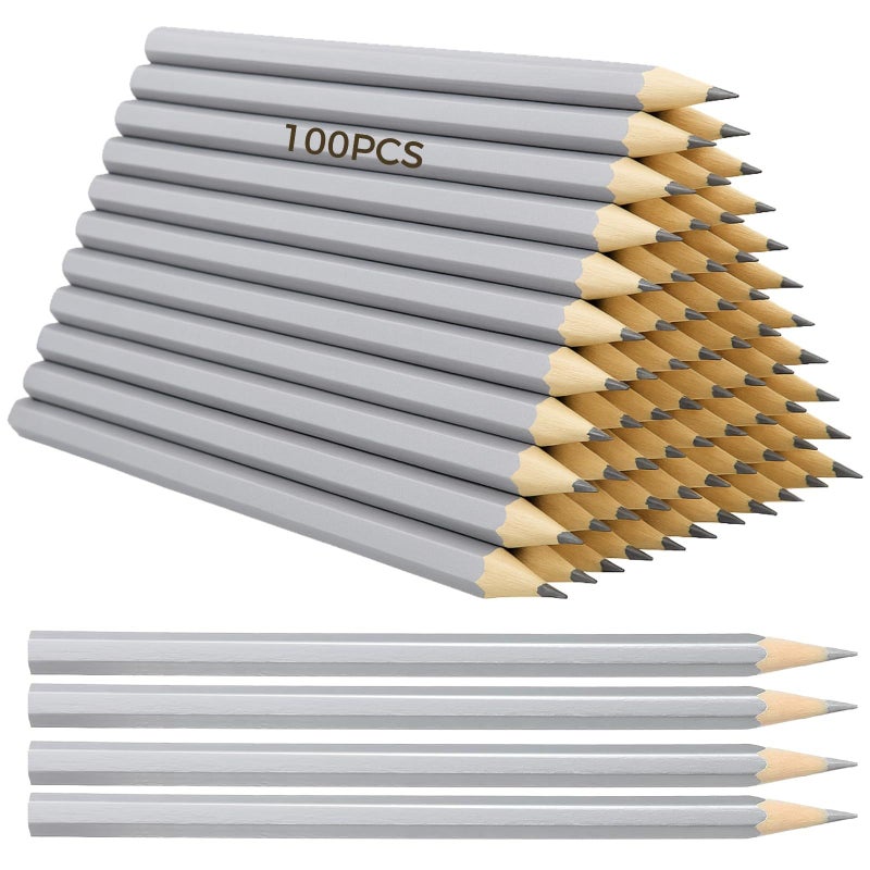 Carpenter Marking Pencils 100 Pieces Silver Lead Grey For Metal Wood 17.4 Cm Body For Welding Electrical Automotive Precision Tasks - Image 2