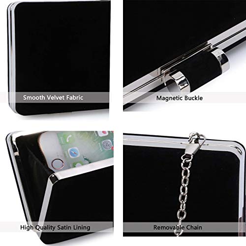 Selighting Elegant Velvet Clutch Evening Bags for Women Formal Wedding Party Clutch Purse Prom Cocktail Handbags Black - Image 5