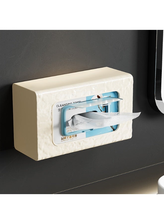 Noon East Tissue Box Cover Premium Hotel Series Clear PP Wall Facial Tissues Dispenser, Horizontal & Vertical for Bathroom, 21.5 x 13 x 9 cm, Cream - Image 1