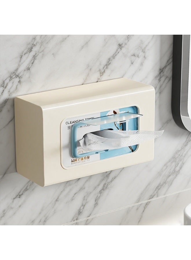 Noon East Tissue Box Cover Premium Hotel Series Clear PP Wall Facial Tissues Dispenser, Horizontal & Vertical for Bathroom, 21.5 x 13 x 9 cm, Cream - Image 4