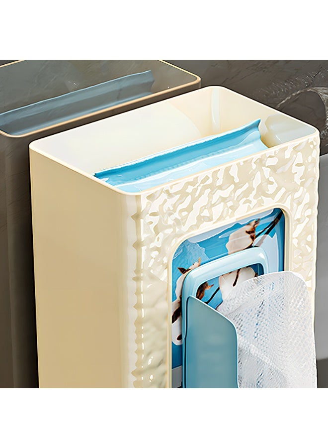 Noon East Tissue Box Cover Premium Hotel Series Clear PP Wall Facial Tissues Dispenser, Horizontal & Vertical for Bathroom, 21.5 x 13 x 9 cm, Cream - Image 3