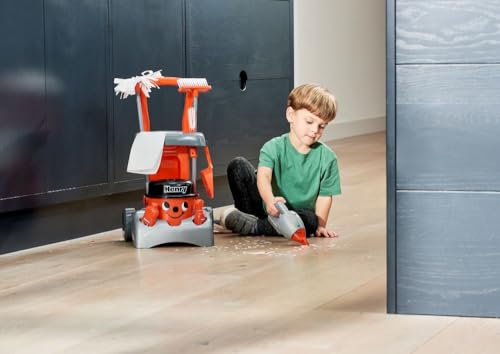 Casdon Henry Hetty Toys Henry Deluxe Cleaning Trolley Red HenryInspired Toy Playset with Working Hand Vacuum Kids Cleaning Trolley Set with Accessories for Children Aged 3 - Image 5
