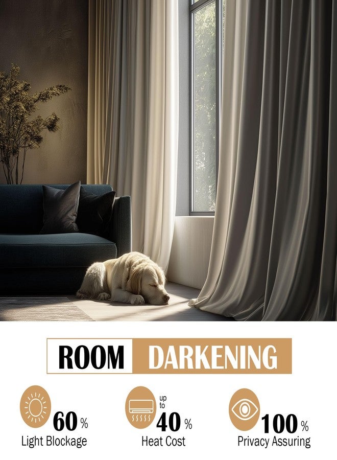 Beauoop Cream Velvet Curtains 96 Inches Long 2 Panels for Bedroom Living Room Soft Luxury Room Darkening Thermal Insulated Soundproof Rod Pocket Window Treatments Drapes, 52X96 Set of 2 - Image 3