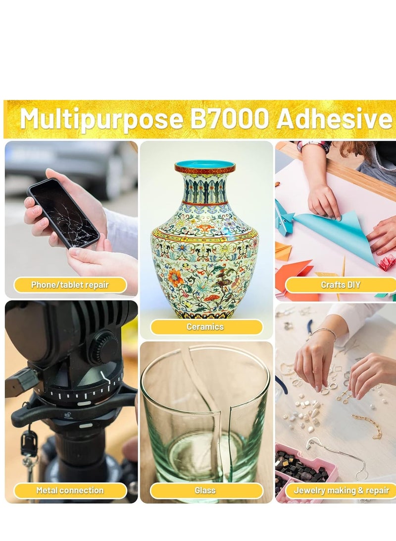 Captaintech B7000 Clear Glue, Metal with Precision Upgrade B-7000 Glues Paste Transparent Liquid Fusion for Jewelry for Fabric Bonding Phone Repair, Glass, Rhinestone Crafts 4 x15ML - Image 3