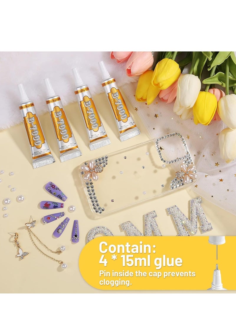 Captaintech B7000 Clear Glue, Metal with Precision Upgrade B-7000 Glues Paste Transparent Liquid Fusion for Jewelry for Fabric Bonding Phone Repair, Glass, Rhinestone Crafts 4 x15ML - Image 2