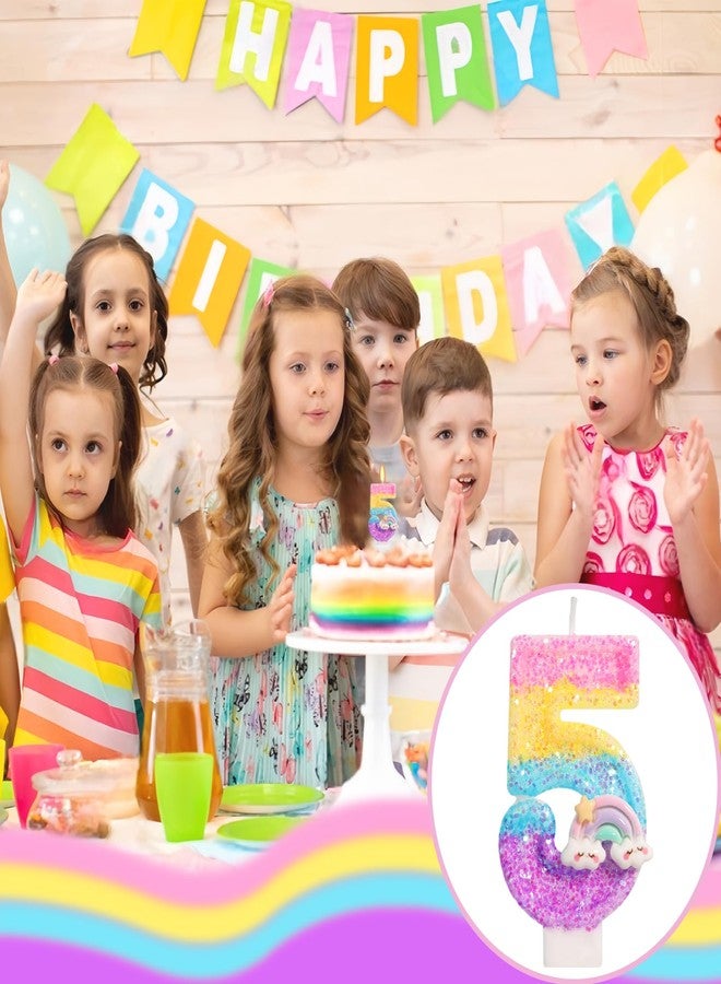 OGnomiFX Rainbow Candles for Cakes, Number 5 Candle Rainbow Cake Topper for 5th Birthday Decorations Girl - Image 5