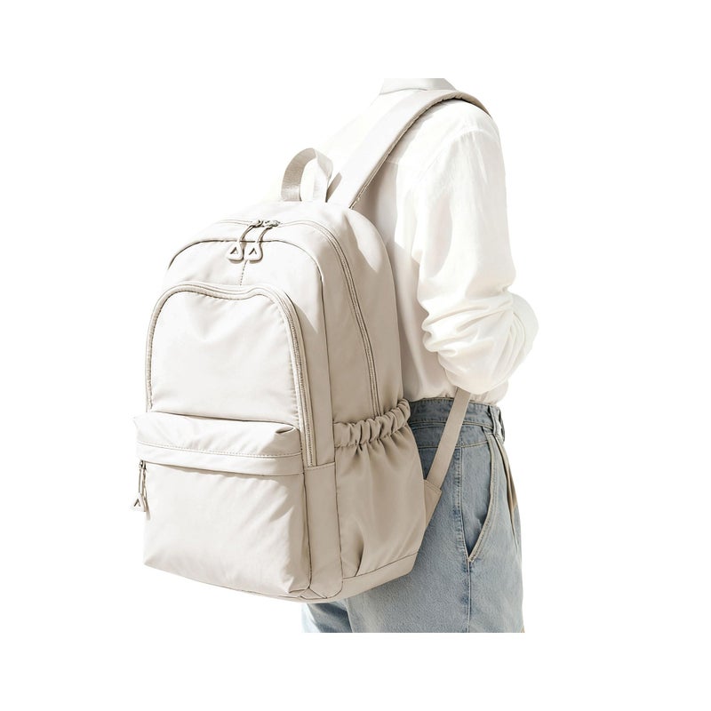 BJLFS Beige Backpack for School Women Girls, Waterproof Book bags Cute High School Backpacks for Men Teen Boys, Lightweight Travel College Backpack Mochilas Escolares para Daypack Ruckssack - Image 1
