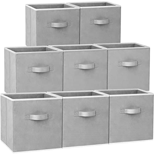 Criusia Large Storage Cubes - 13 Inch Heavy Duty Fabric Storage Bins for Shelves Closet, Cube Organizer - 8 Pack Collapsible Cube Storage Bins Baskets for Organizing Clothes Blankets Toys (Grey) - Image 1