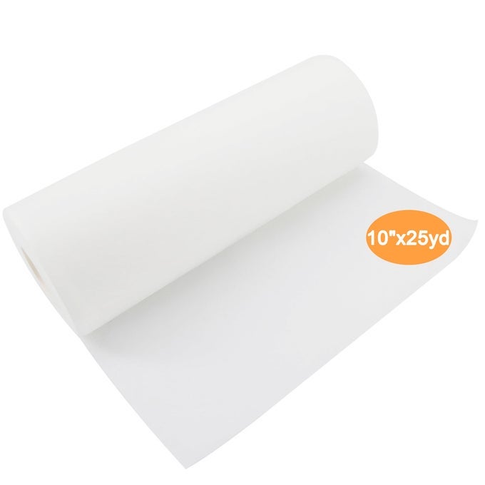 WASH AWAY WATER SOLUBLE MACHINE EMBROIDERY STABILIZER BACKING TOPPING 10X25YD ROLL LIGHT WEIGHT 40GM 15OZ CUT INTO VARIABLE SIZES FOR MACHINE EMBROIDERY AND HAND SEWING