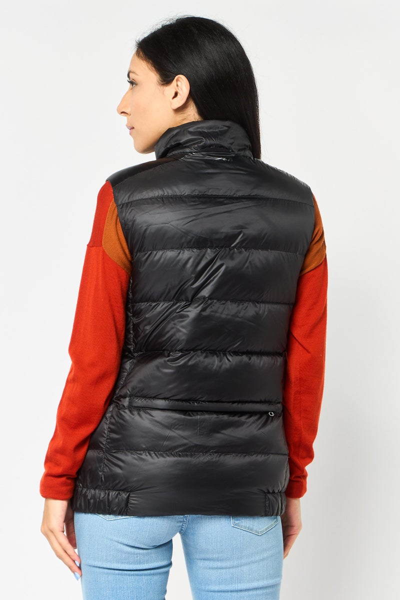 Tumi Women Brand Logo Sleeveless Puffer Jacket Vest, Black - Image 4