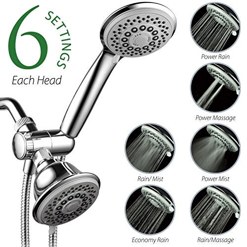 Hotel Spa AquaStorm 30-Setting SpiralFlo 3-Way High Pressure Luxury Shower Head/Handheld Showerhead Combo with Water Saving Economy Mode/Chrome - Image 2