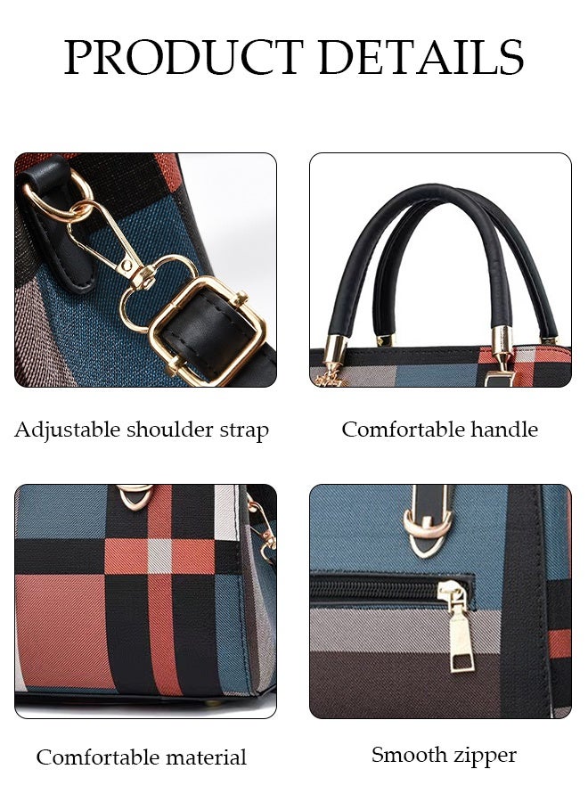 DUNISO Women's Handbag Plaid Shoulder Crossbody Bag, Butterfly Charm High Top Handle Designer Bag, Simple Fashion PU Leather Side Bag with Adjustable Shoulder Strap  - Image 3