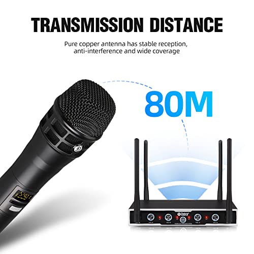 D Debra Audio Pro DU4004 UHF 4 Channel Wireless Microphone System with Lavalier Headset Mics, Ideal for Meeting Church Speech (4 Bodypack) - Image 3