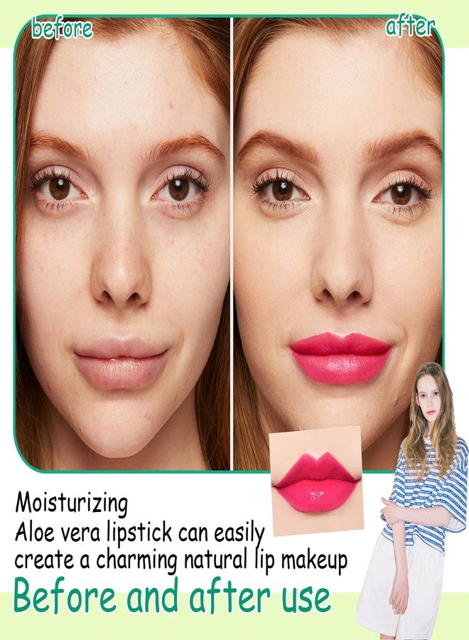 XMXueMei 2PCS Aloe Vera Lipstick,Magic Color Changing Lipstick for Women,Moisturizing Tinted Lip Balm,Waterproof Long Lasting Color Change PH Mood Jelly Lipsticks Lip Blam Gloss Stain Makeup Set - Image 5