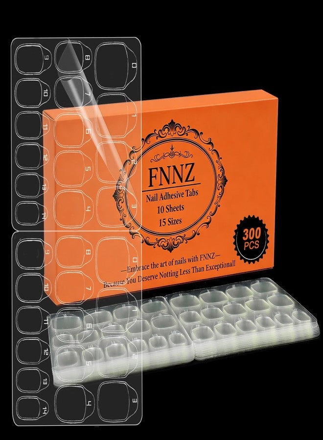 FNNZ 300 Pcs (10 Sheets) Nail Adhesive Tabs, Ultra Thin Double-Sided Nail Sticky Tabs for Press on, 15 Sizes Jelly Nail Glue Stickers Waterproof Press on Nail Sticky Tabs for Manicure Nail Accessories - Image 1