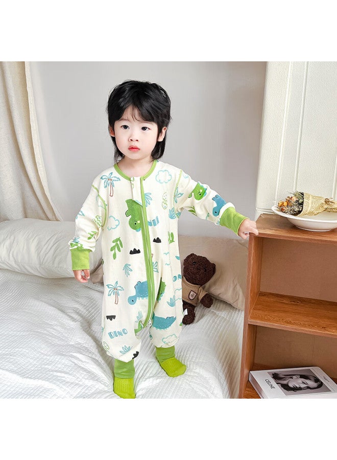 Zisehy Zisehuayu Baby Split-leg Sleeping Bag, Children's Spring And Autumn Pajamas, Boys' Anti-kick Blanket Sleeping Bag, Green, Size 100 - Image 1